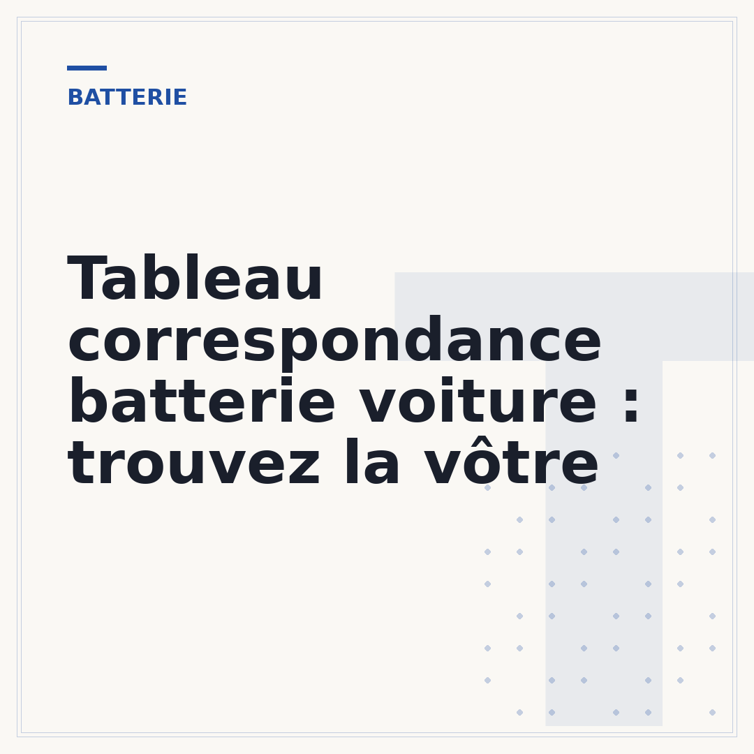 Tableau correspondance batterie voiture : trouvez la vôtre
