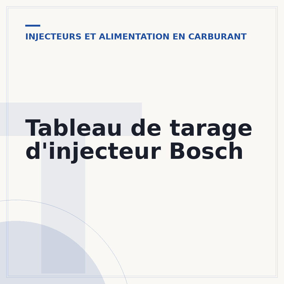Tableau de tarage d'injecteur Bosch