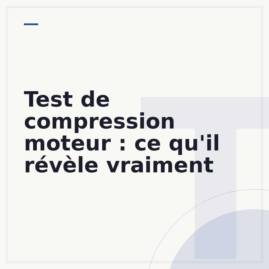 Test de compression moteur : ce qu'il révèle vraiment