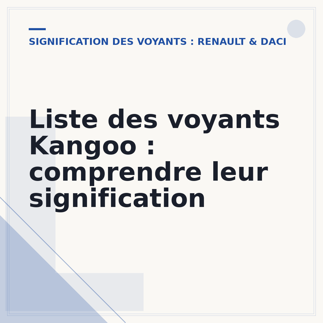 Liste des voyants Kangoo : comprendre leur signification