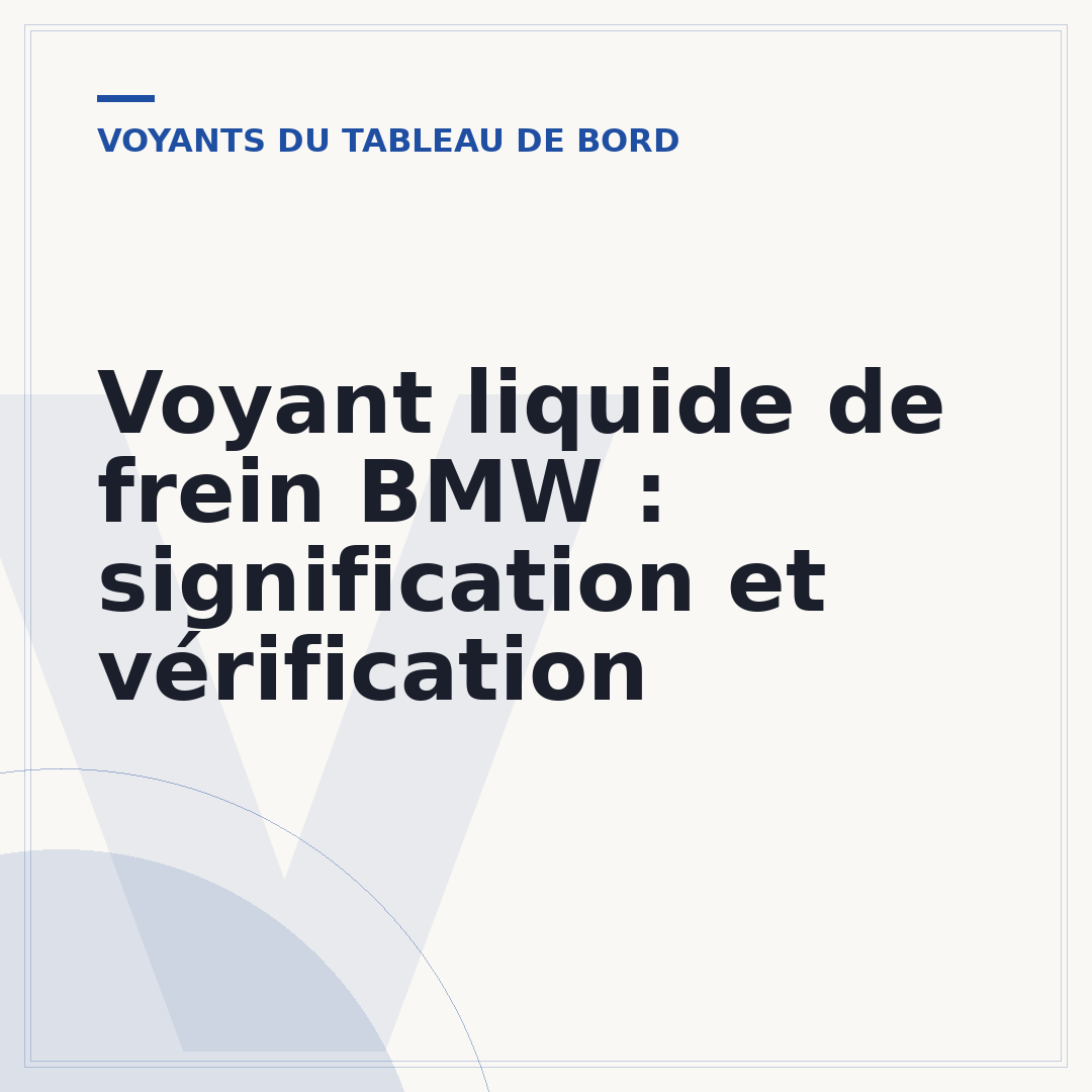Voyant liquide de frein BMW : signification et vérification