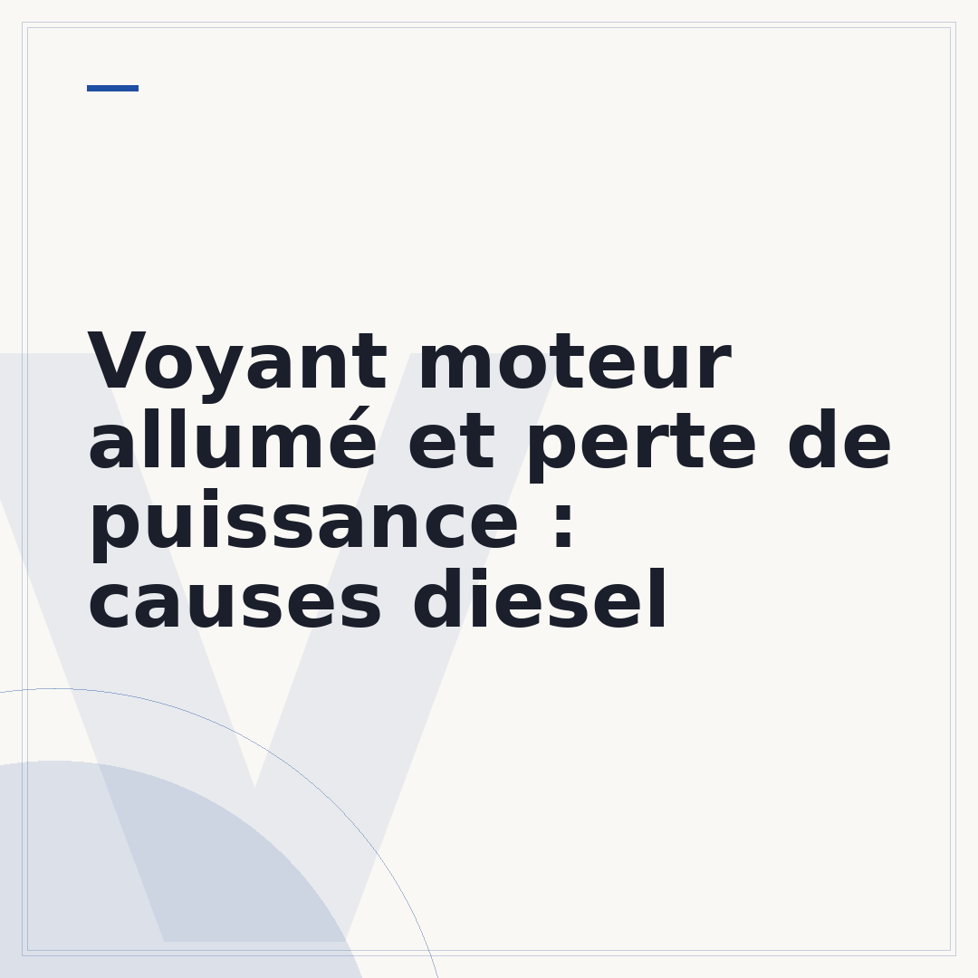 Voyant moteur allumé et perte de puissance : causes diesel