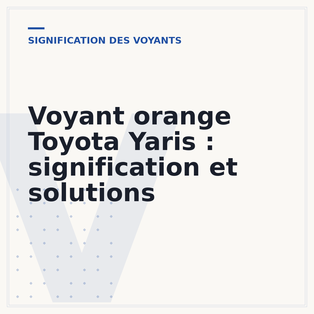 Voyant orange Toyota Yaris : signification et solutions
