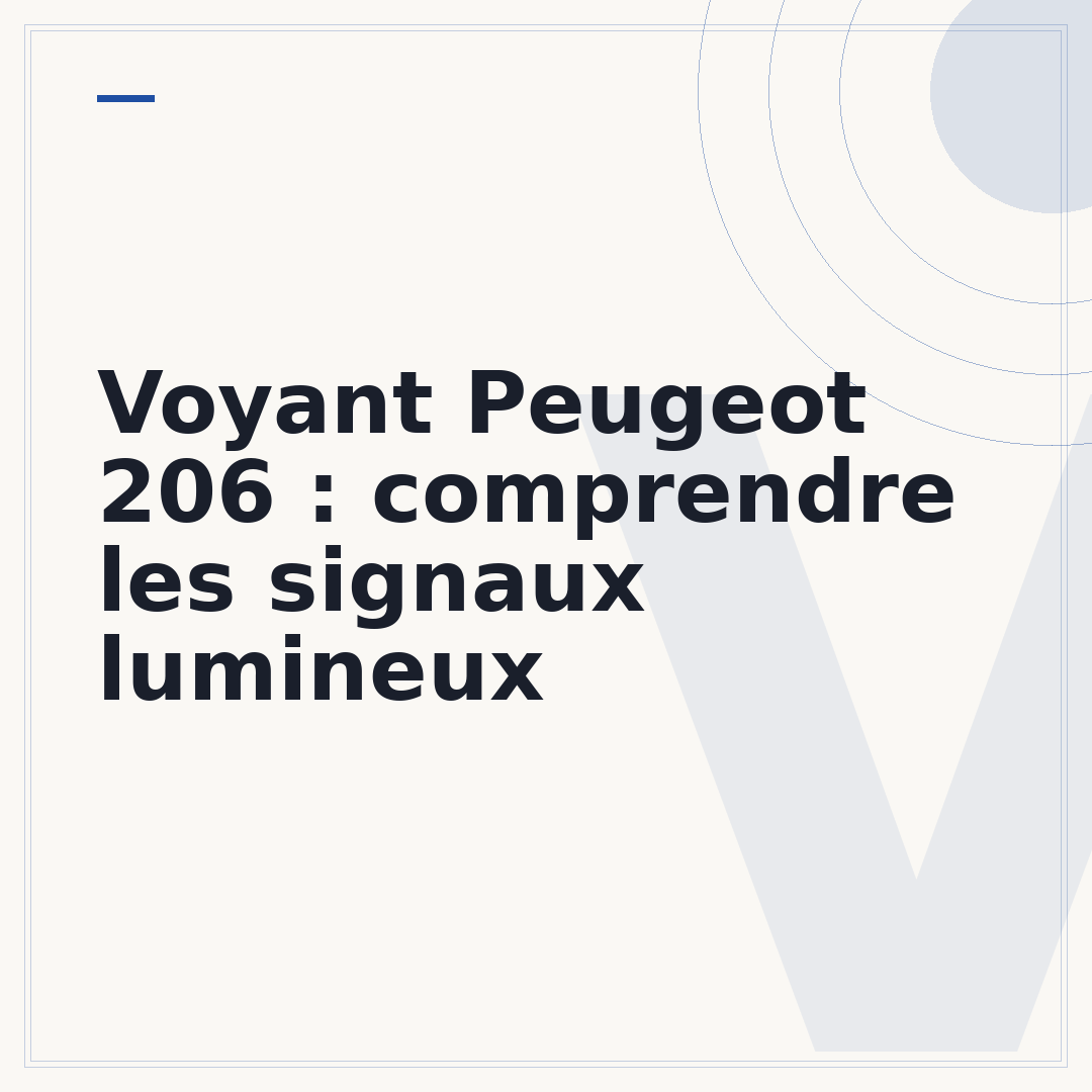 Voyant Peugeot 206 : comprendre les signaux lumineux