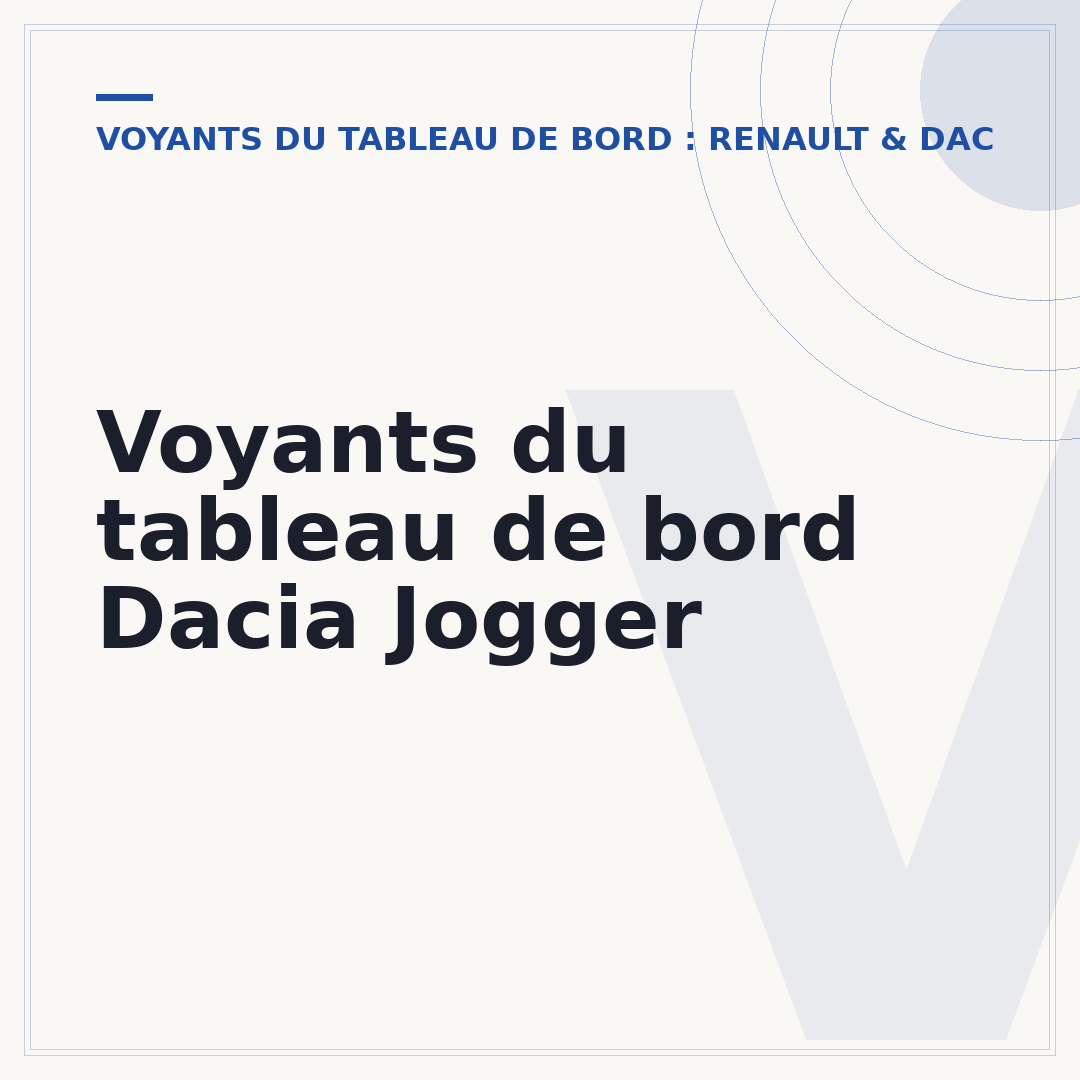 Voyants du tableau de bord Dacia Jogger