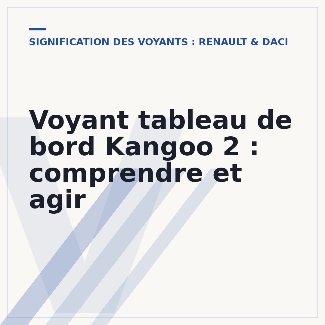 Voyant tableau de bord Kangoo 2 : comprendre et agir